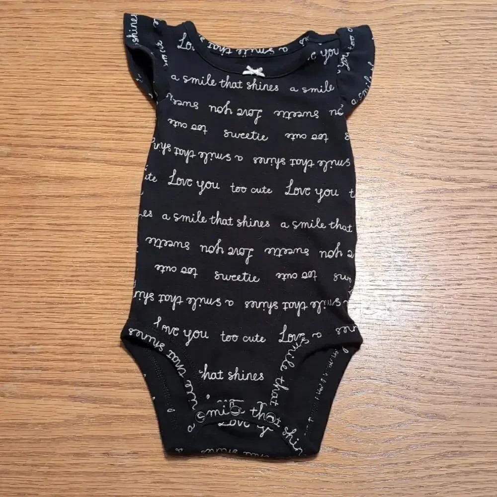 Carter's 9 Month Baby Short Sleeve Onesies Black White Gold